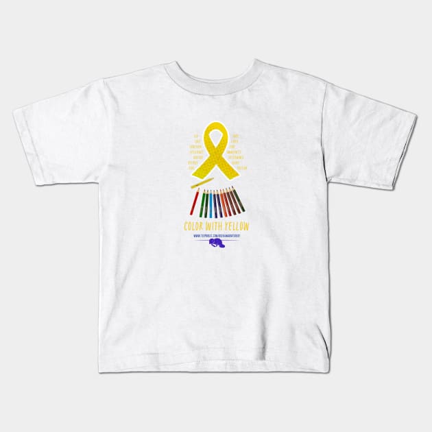 Color with Yellow - Pediatric Cancer Awareness Month Kids T-Shirt by MandaTshirt